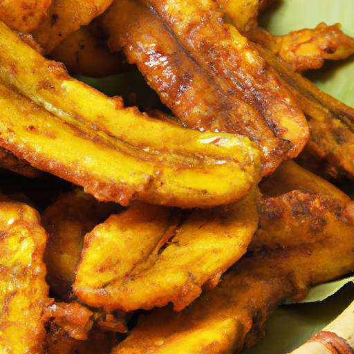 Golden Fried Plantains with a Zesty Spicy Dip Delight