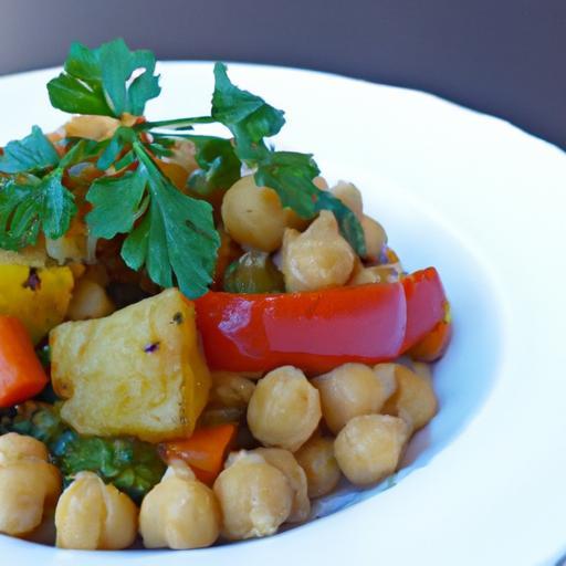Hearty Vegetable Tagine: Sweet Potatoes & Chickpeas Delight