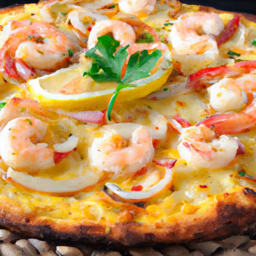 Savor the Flavor: Pizza Topped with Prawns and‍ Garlic