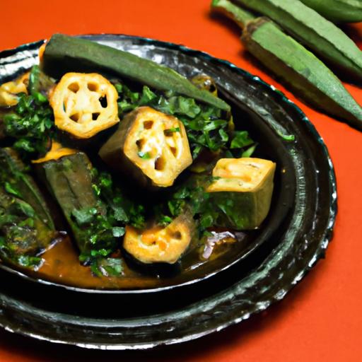 Savoring Plantain Fufu with Rich, Spicy Okra Stew Delight
