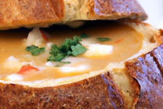 Bountiful Bliss: Stuffed Seafood Soup in a Bread Bowl