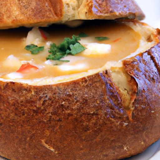 Bountiful Bliss: Stuffed Seafood Soup in a Bread Bowl