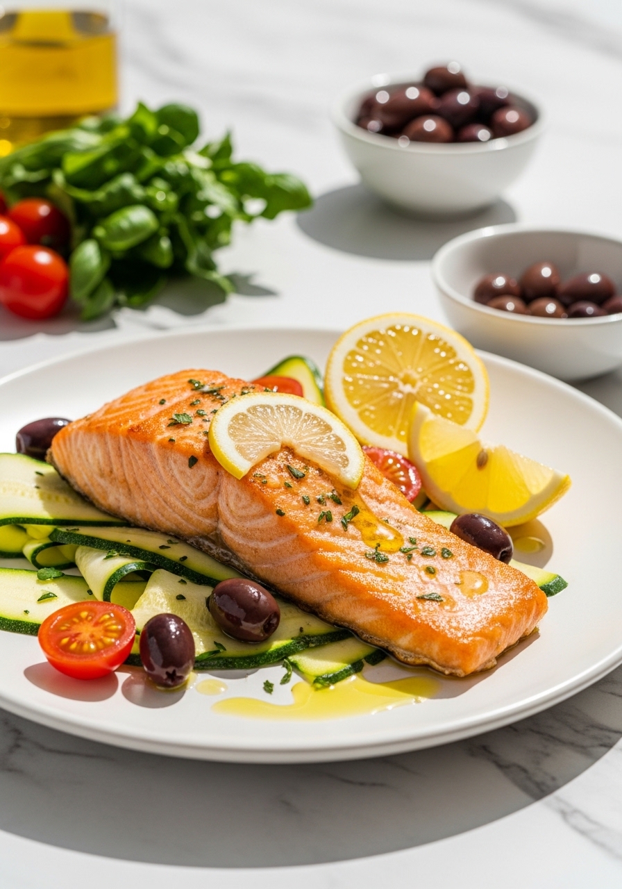 Keto Mediterranean lemon herb salmon